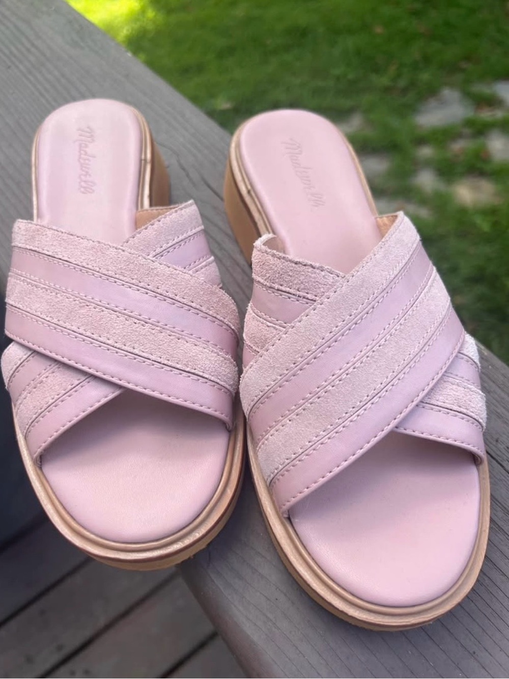 Madewell Blush Pink Crisscross Slide Mules